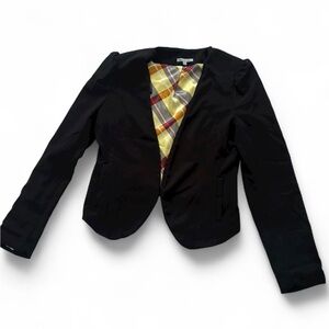 Charlotte Russe Black Blazer with Plaid Lining